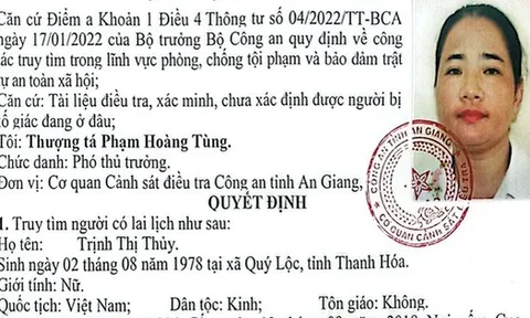 Ai biết thông tin đối tượng Trịnh Thị Thủy hãy báo ngay cho công an