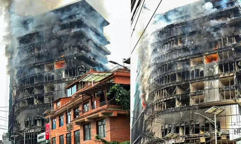 Làn sóng biểu tình ở Nepal: Khách sạn 5 sao Hilton sừng sững một thời bị thiêu rụi