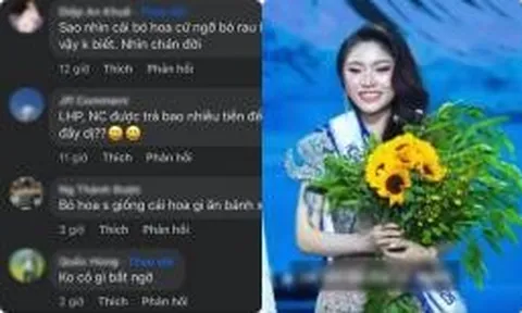 Chung kết Hoa hậu Đại dương Việt Nam gây tranh cãi vì bó hoa của người chiến thắng