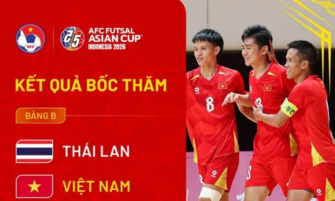 Futsal Việt Nam cùng bảng đương kim Á quân Thái Lan tại VCK châu Á
