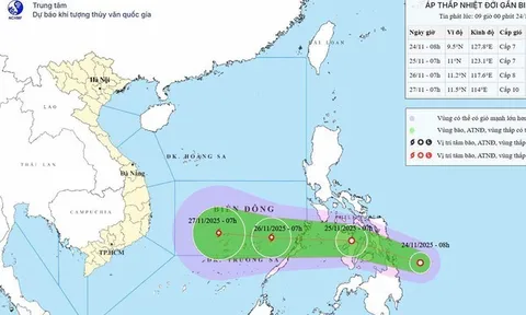 Áp thấp nhiệt đới có thể mạnh thành bão khi vào Biển Đông, hướng về Nam Trung Bộ