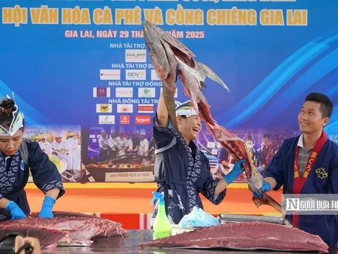 Gia Lai: Đặc sắc màn biểu diễn phi lê cá ngừ đại dương thu hút đông đảo du khách