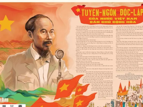 Phụ san báo Nhân Dân in hình ảnh Bác Hồ đọc Tuyên ngôn Độc lập