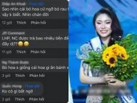 Chung kết Hoa hậu Đại dương Việt Nam gây tranh cãi vì bó hoa của người chiến thắng