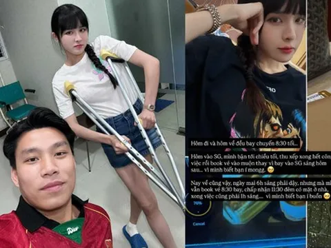 Văn Thanh rưng rưng xúc động khi bạn gái "trâm anh thế phiệt" bí mật vào thăm sau ca phẫu thuật chấn thương