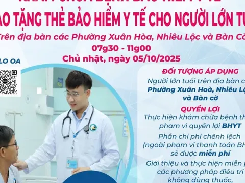 Khám bệnh miễn phí, tặng 60 thẻ BHYT cho người cao tuổi ở TP HCM vào ngày 5-10