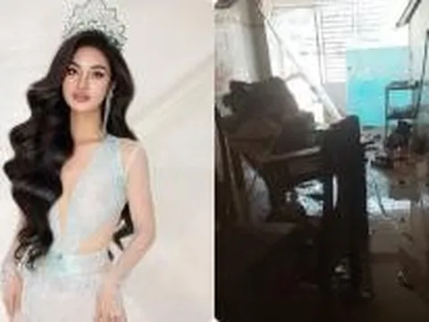 Hoa hậu Việt 'méo mặt' vì nhà tan hoang sau lũ quét