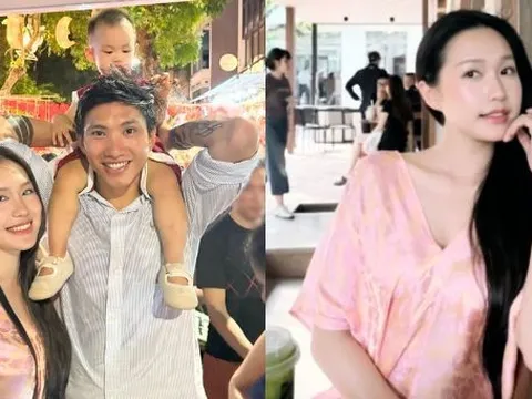 Doãn Hải My cùng Đoàn Văn Hậu đưa quý tử đi chơi Trung thu, visual "bạch nguyệt quang" gây sốt cõi mạng