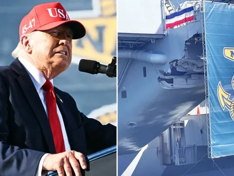 Tàu sân bay lộ 'vết sẹo 8 tháng chưa lành' - Ông Trump phát biểu ngay phía trước: Hải quân Mỹ nói sao?