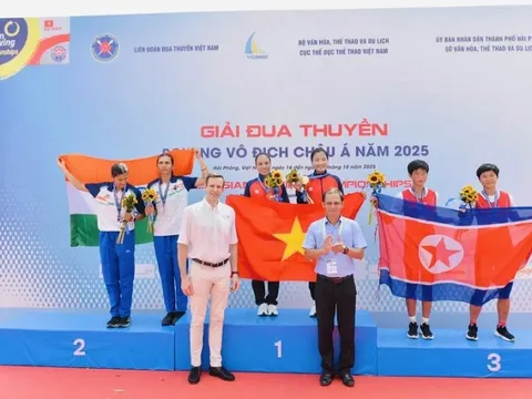 Các tuyển thủ Việt Nam giành 4 HCV ngày chung kết đầu tiên giải rowing châu Á 2025