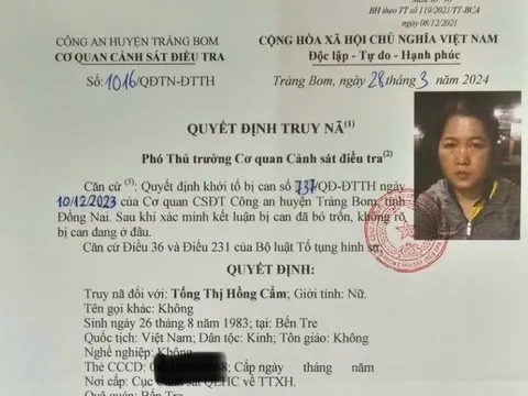 Truy nã Tống Thị Hồng Cẩm
