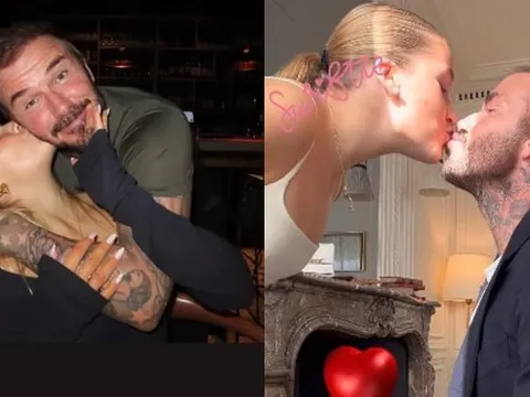 Tiểu thư Harper hôn má bố, David Beckham lại gây tranh cãi vì quá thân mật với con gái