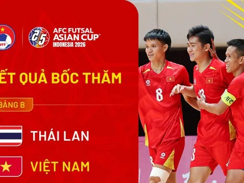 Futsal Việt Nam cùng bảng đương kim Á quân Thái Lan tại VCK châu Á