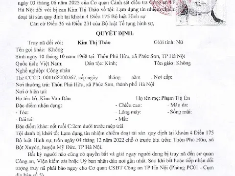 Truy nã Kim Thị Thảo