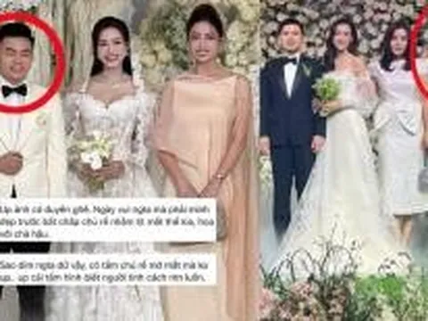 Lương Thùy Linh có hành động gây tranh cãi: Đăng ảnh chồng Đỗ Thị Hà nhắm tịt mắt, mặc thì hở bạo lấn át cô dâu