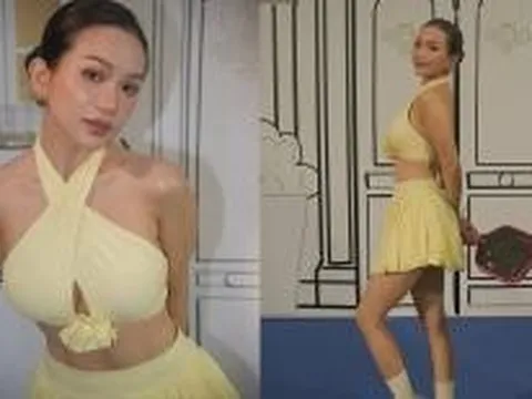 Một sao nữ Vbiz chơi pickleball ăn mặc bị chê lố lăng, trang điểm đậm lè như đi diễn